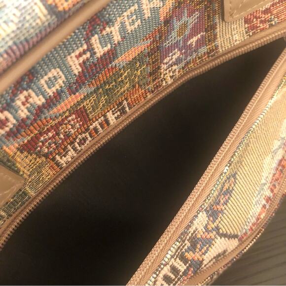 Vintage Pioneer Express Route 66 Needlepoint Tapestry Mini Duffel Bag Travel - Picture 10 of 11